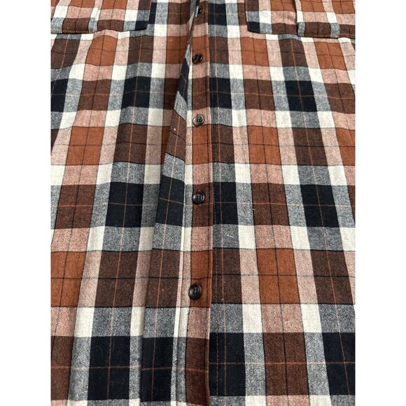 Circus Hotel Plaid Long Sleeve Button Down Shirt Dress Brown Size XL - Picture 8 of 10